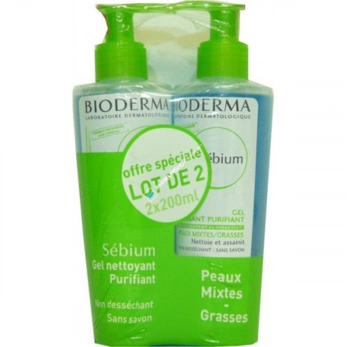 Bioderma Sébium Gel Moussant Lot de 2 x 200 ml