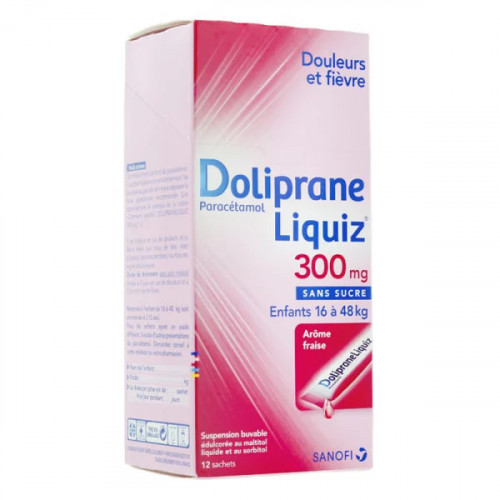 Doliprane Liquiz 300 mg sans sucre suspension buvable 12 sachets