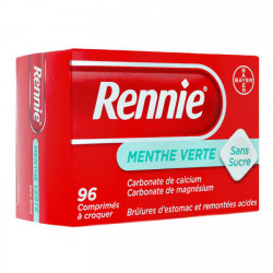 Rennie sans sucre menthe verte 96 comprimés à croquer