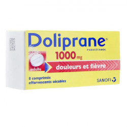 Doliprane 1000 mg, 8 comprimés effervescents sécables