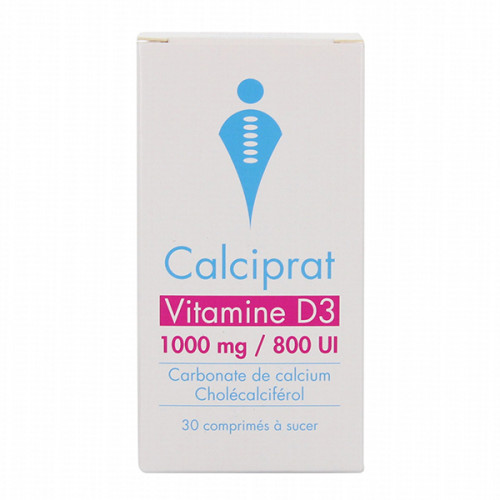 CALCIPRAT VITAMINE D3 1 000 mg/800 UI Comprimé à sucer pilulier de 30