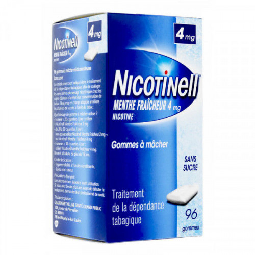 Nicotinell 4mg menthe fraîcheur SANS SUCRE, 96 gommes