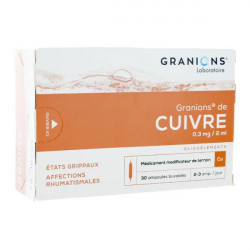 Granions de cuivre 0,3mg/2ml 30 ampoules