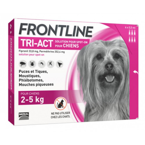 Frontline Tri Act spot on Très Petit Chien 2 - 5 kg 6 pipettes