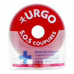 Urgo SOS Coupures Bande Stop Saignement 3 m x 2,5 cm