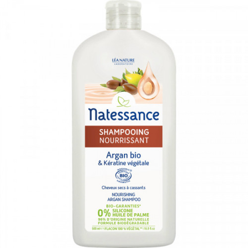 NATESSANCE SHAMPOOING NOURRISSANT ARGAN BIO ET KÉRATINE VÉGÉTALE 500 ML