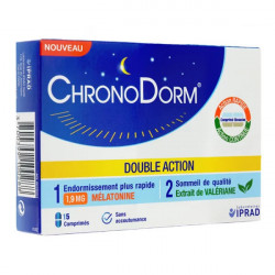 Chronodorm Double action Mélatonine 1,9mg et Plantes 15 comprimés