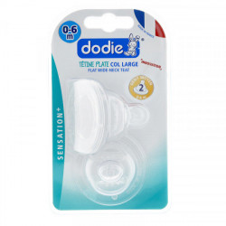 Dodie Sensation+ col large 1er âge 2 tétines