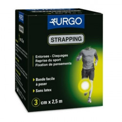 URGOSTRAPPING Bande adhésive élastique en longueur, hypoallergénique, spéciale sport 2,5mx3cm