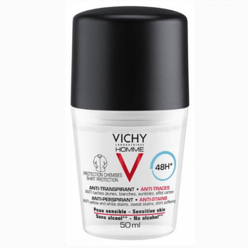 Vichy Homme Déodorant Anti-Transpirant 48H Anti-Traces Roll-On 50 ml