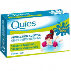 QUIES Protection auditive en silicone spécial baignade, enfant 3 paires