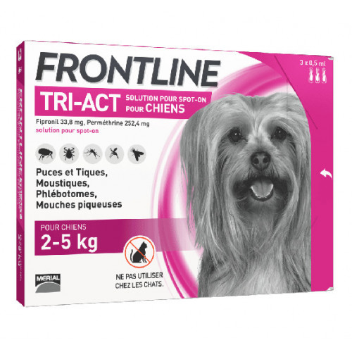 Frontline Tri Act spot on Très Petit Chien 2 - 5 kg 3 pipettes