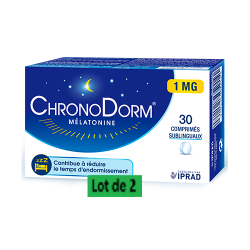 CHRONODORM MELATONINE 1mg - Lot de 2x30 Comprimés sublinguaux