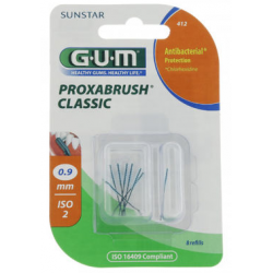 GUM PROXABRUSH CLASSIC 412 Recharges Brossette 0.9mm – 8 Unités