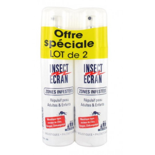 INSECT ECRAN ZONES INFESTÉES Répulsif Moustiques - Lot de 2x