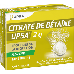 UPSA CITRATE DE BETAINE - 2g Menthe Sans Sucre - 20 Comprimés