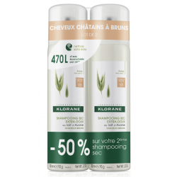 KLORANE Shampooing Sec Extra-Doux au Lait d'Avoine Teinte - Lot