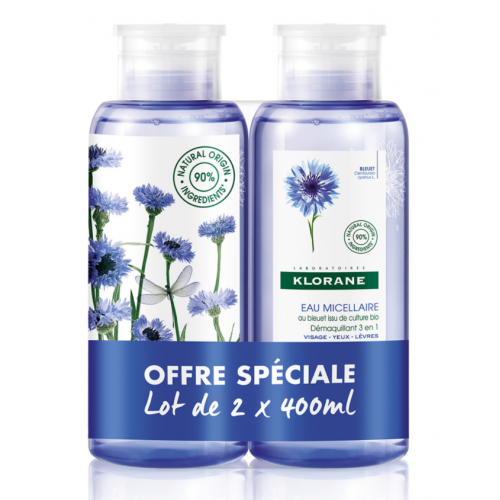 KLORANE Eau Micellaire au Bleuet - Lot de 2x400ML