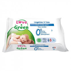 LOVE & GREEN LINGETTES ÉCOLOGIQUES À 99% D’EAU - 56 Lingettes