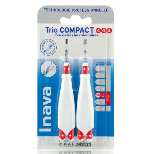 INAVA BROSSETTE INTERDENTAIRE TRIO COMPACT 4/4/4 - 2 Manches +