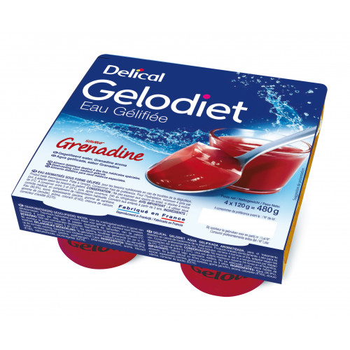 GELODIET EAU GELIFIEE Grenadine - 4 Pots de 120g