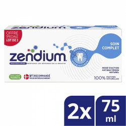 ZENDIUM DENTIFRICE PROTECTION SOIN COMPLET - LOT de 2 x 75 ml