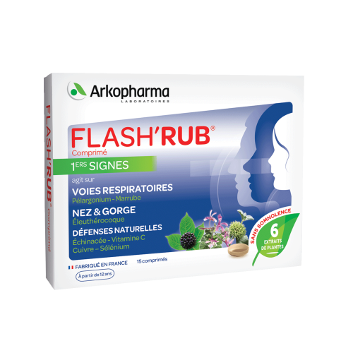 FLASH'RUB Nez Et Gorge Vitamine C, Pélargonium - 15 Comprimés