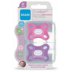 MAM Confort Spéciale Nouveau-Né Rose +0Mois - 2 Sucette