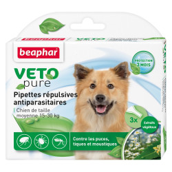 BEAPHAR VeteoPure Antiparasitaire Chien 15-30kg - 3 Pipettes