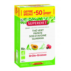 SUPERDIET Quatuor Thé Vert Minceur BIO - 30 Ampoules de 15ml