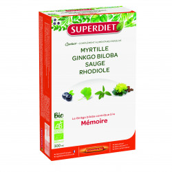 SUPERDIET Quatuor Ginkgo Mémoire BIO - 20 Ampoules 15ml