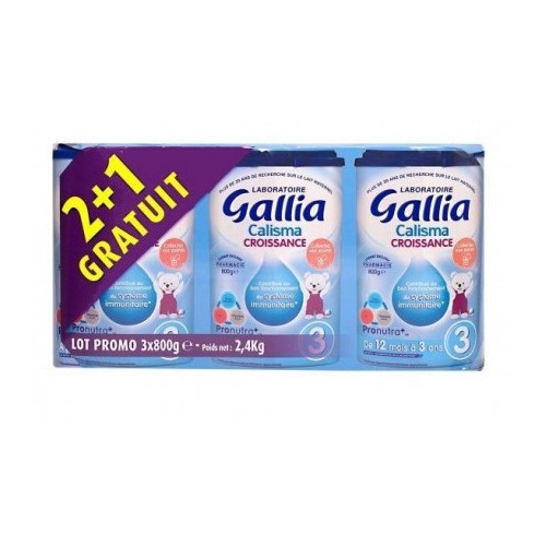 GALLIA CROISSANCE 3 Lait en Poudre Bébé - Lot de 3x800g