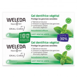 WELEDA Gel Dentifrice Végétal Goût Menthe Verte - Lot de 2x75ml