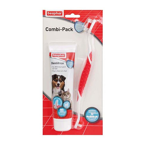 BEAPHAR Combi-Pack chien / chat - dentifrice + brosse à dents