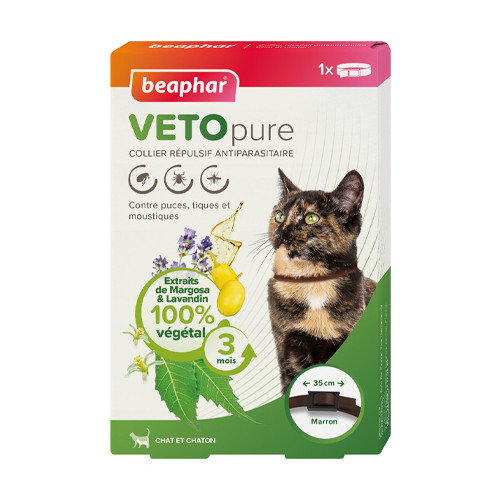 BEAPHAR VETOPure CHAT Collier répulsif antiparasitaire 35cm