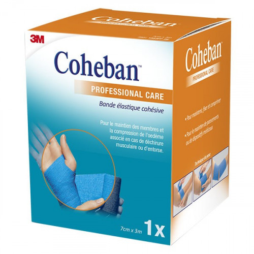 COHEBAN Bande de Contention Cohésive Elastique 7cmX3m Bleu