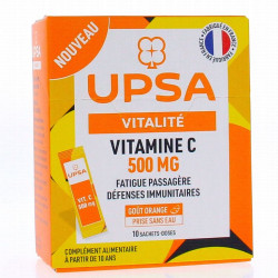 VITAMINE C UPSA 500 mg Orange Sans Sucre - 10 Sachets-Doses