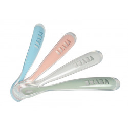 BEABA LOT DE 4 CUILLERE 1ER AGE SILICONE