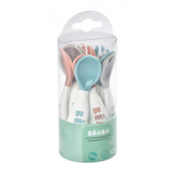 BEABA LOT DE COUVERTS ERGONOMIQUES 2EME AGE BLEU/ROSE