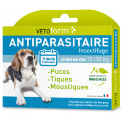 VETOFORM ANTIPARASITAIRE INSECTIFUGE CHIEN MOYEN 15-30kg - 3