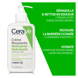 CERAVE Crème Moussante Nettoyante Hydratante Visage Peaux