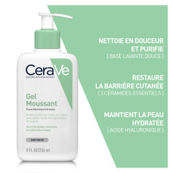 CERAVE Gel Moussant visage peaux normales à grasses - 236ml