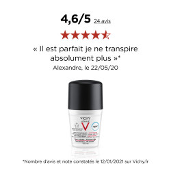 VICHY HOMME DÉODORANT 48H Bille Anti Traces - Lot de 2x50ml