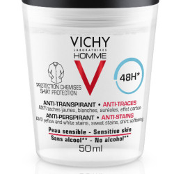 VICHY HOMME DÉODORANT 48H Bille Anti Traces - Lot de 2x50ml