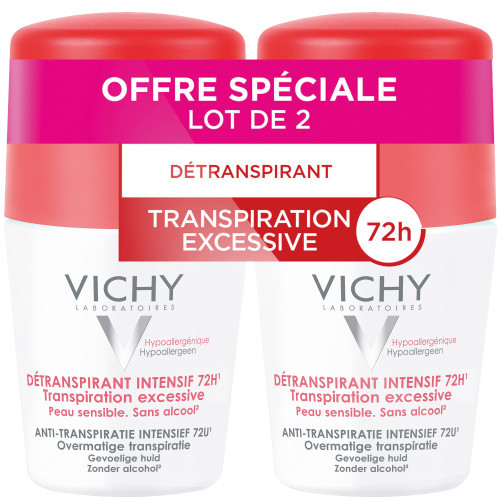 VICHY DÉODORANT 72H Détranspirant Intensif Bille - Lot de 2x50ml