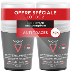 VICHY HOMME DÉODORANT 72H Anti Transpirant Bille - Lot de 2x50ml