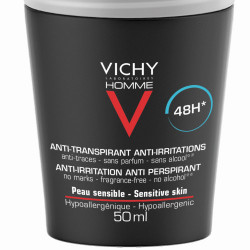 VICHY HOMME DÉODORANT 48H Détranspirant Bille Peau Sensible -