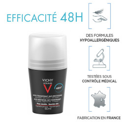 VICHY HOMME DÉODORANT 48H Détranspirant Bille Peau Sensible -