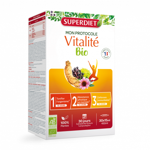 SUPERDIET Protocole Vitalié BIO - 30 Ampoules de 15ml