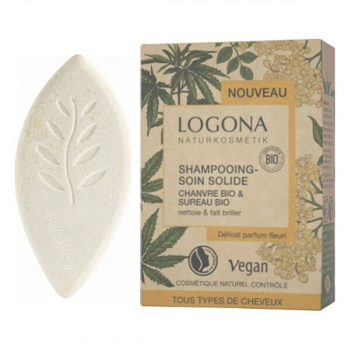 LOGONA Shampoing Soin Solide Chanvre/Sureau Bio - 60g